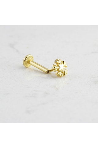 Glorria Altın Kar Tanesi Tragus Piercing Altın