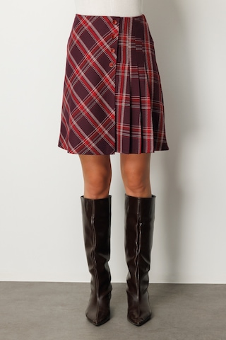 Ekol Kadın Pilise Detaylı Mini Etek 2049 Bordo Bordo