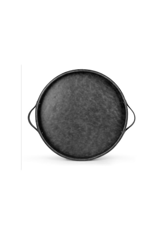 Avrupa Retro Yuvarlakvintaj Ekmek Tepsisi Ev Dekorasyon Bahçe Restoran Masa Fotoğraf Çekimi Depolama Tepsileri Gri Ahşap - Gri