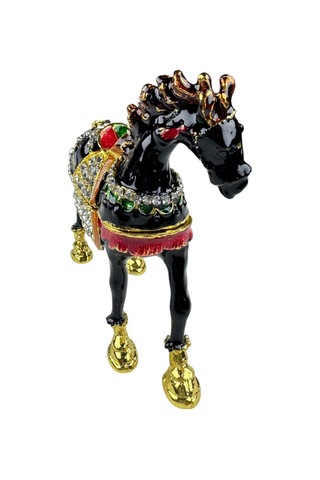 Düz At Biblo 7,5 7,5 CM Siyah Gold Taş Detaylı