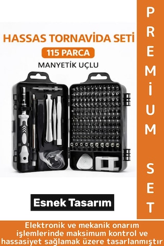 Tamirat Onarım Manyetik Uçlu Esnek Hassas Tornavida Seti 115 Parça