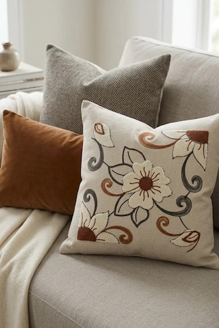 Punch Nakış Kırlent Kılıfı 2 Li 40 Cm X 40 Cm Açık Indigo
