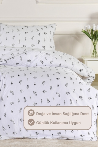Elart Nadia Nevresim Takımı Tek Kişilik Lastikli Çarşaf %100 Pamuk Biyeli 160x220 Cm Siyah Siyah