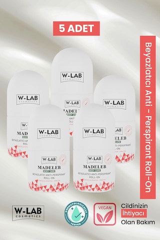W-Lab Cosmetics Madeleb Beyazlatıcı Roll-On Deodorant 5 x 50 ML