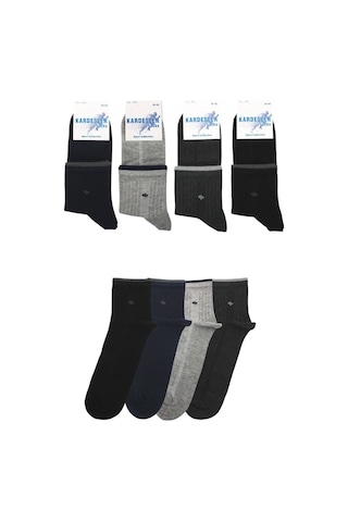 Erkek Yarım Konç Çok Renkli Pamuklu Çorap 4'lü Paket Çok Renkli