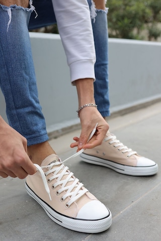 N Moda Unisex Keten Ayakkabı Spor Ayakkabı Günlük Sneakers Kısa Krem