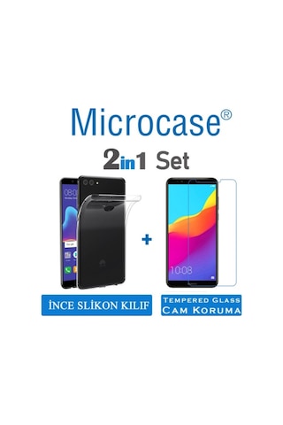Huawei Y9 2018 Ince 0.2 Mm Silikon Kilif + Cam (Seçin) 297972594 - Seçenek / Cam Koruma-Tempered Glass Istemiyorum