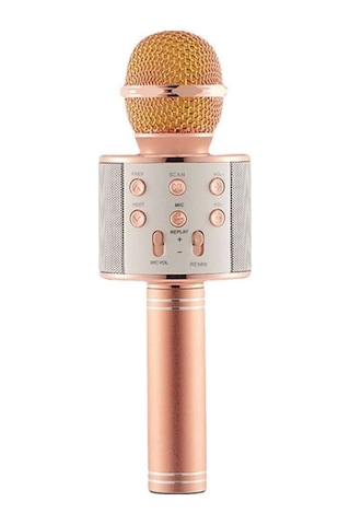 Bluetooth Karaoke Mikrofon Kablosuz Hoparlörlü, Led Işıklı, Şarjlı