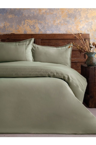 Elegance Runa Pamuk Saten Nevresim Takımı Adaçayı Çift Kişilik Adaçayı