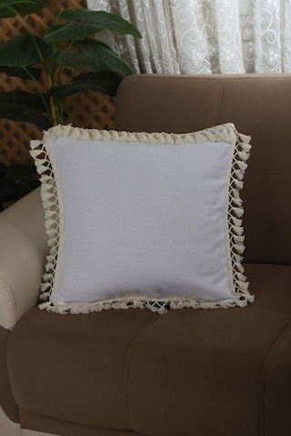 Dnc Home Tekstil Ndchome Keten Beyaz Ponponlu Kırlent Kırlent Kılıfı 43 X 43