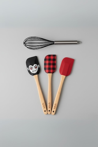 4 Lü Silikon Spatula Ve Çırpıcı Seti Karışık Renk Renkli