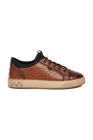 Taba Kroko Desenli Hakiki Deri Erkek Sneaker Çok Renkli