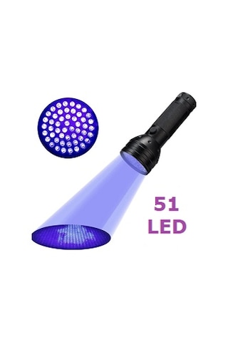 Uv 51 Led Mor işik Fener Sah-Te Para Bakteri Ultraviyole İdrar Siyah