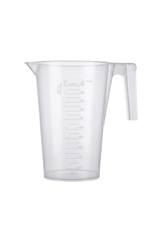 Plastik Kulplu Ölçü Kabı Beher 2 Litre Şeffaf