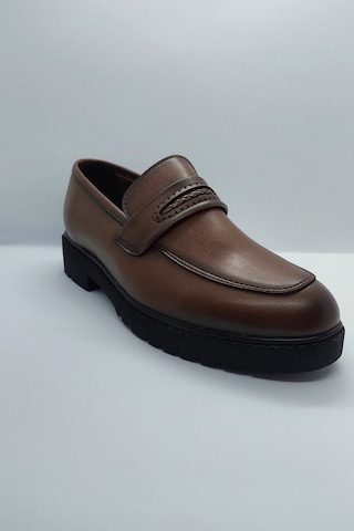 %100 El İşçiliği İp Detaylı Kahverengi Renk İmalat Deri Ayakkabı Kahverengi