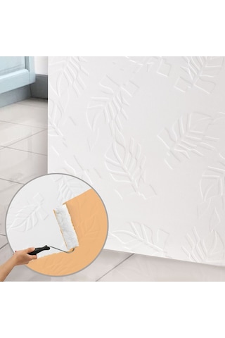 3d Duvar Paneli Boyanabilir Dekota 60x120 Cm / Yaprak Desenli 2'li Paket-1,44 M²