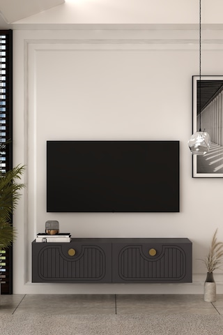 120dhdtda3aa Hera Lazer Desenli Duvara Monte Tv Sehpası Antrasit-altın