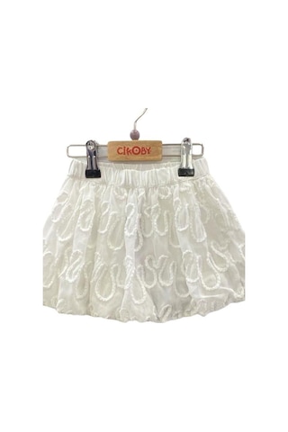 Çikoby Kız Bebek Desenli Şifon Etek-13882 Beyaz