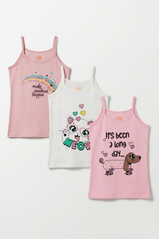 Joy Kids Kız Çocuk Baskılı Atlet 3'lü Avantajlı Paket 3-12yaş beyaz