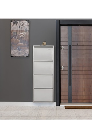 Kaser Metal 4'Lü Metal Ayakkabılık Gri