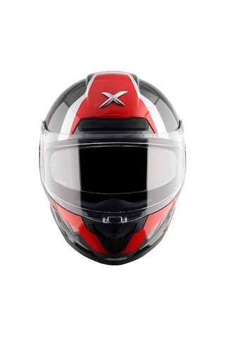 Axor Saber Spark Dull Ece 22.06 Kapalı Kask Beyaz - Kırmızı - Siyah