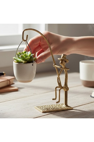 Dekoratif Metal Figür Sukulent Saksı Askılığı SPH002