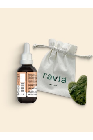 2'li Ürün - Ravla Yeşim Gua Sha Yüz Masaj Taşı / Ravla Kır İğdesi Yağı - 50ml