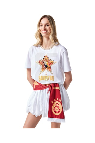 Gsstore Galatasaray Şampiyonluk Kolaj T-shirt E251353 Beyaz