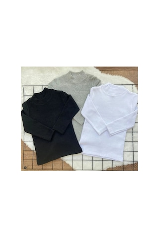 Uğur Bebe Unisex Çocuk 3adet Gri Siyah Beyaz Fitilli Yumuşacık Yarım Balıkçı Bady Badi Body Siyah Beyaz Gri Siyah Beyaz Gri