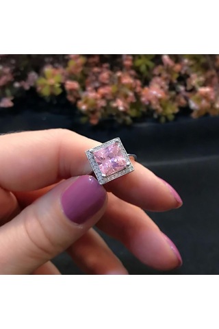 Stela Pembe Baget Gümüş Yüzük