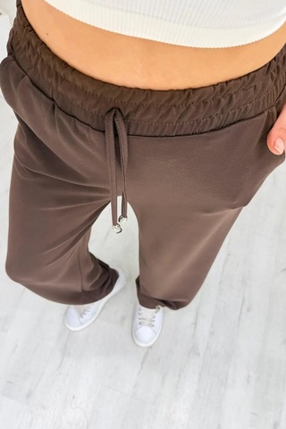 Fiolin Soft Touch Paça Lastikli Model Kumaş Eşofman Altı Kahverengi