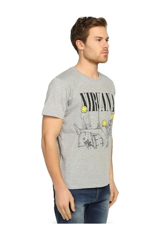 Bant Giyim - Nirvana Kurt Cobain Gri Erkek T-Shirt Tişört