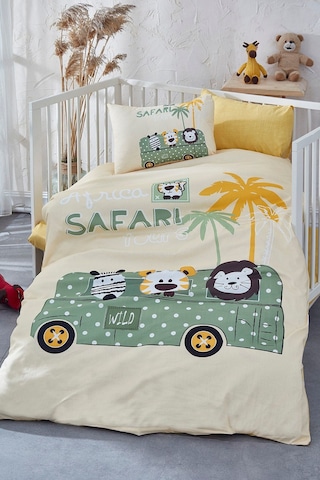 Bonjardinhome Safari Dijital Baskılı 3d Pamuklu Bebek Nevresim Takımı Sarı