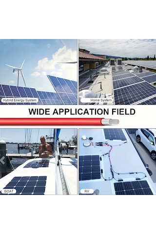 Chuangyinshop 1 Parça Kalaylı Bakır Panel Uzantı Kablosu 10awg Red 40ft 36v Çalışma Voltajı