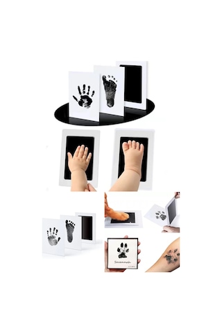 Bebek El Ayak İzi Fotoğraf Hatıra Çerçevesi Seti Mürekkepsiz Baskı Kiti Anı Çerçevesi Çok Renkli