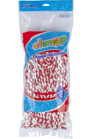 Elmop Pm01 Yedek Vidalı Mop Paspas Püskül Ucu Pamuklu Mikrofiber İpli Mop Yedeği Başlığı 5'li
