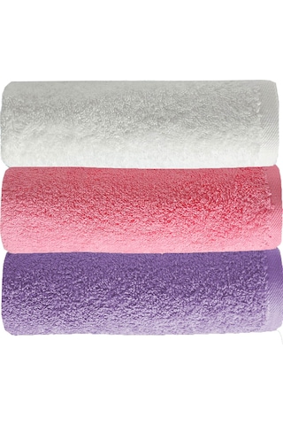 3 Lü Renkli El Yüz Havlu Seti %100 Pamuklu Natural Harmony Mor