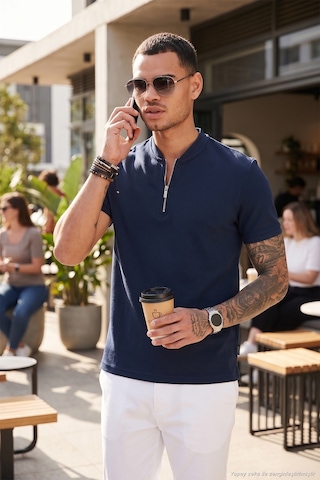 Buratti Pamuklu Regular Fit Yarım Fermuarlı Erkek T Shirt 5902653 Lacivert