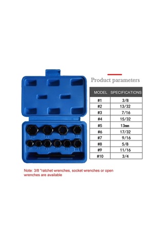 Pazly 11 Parçalı Paslı Civatalar İçin Çokgen Çıkarma Seti - 3/8'' Sürücüyle Hasarlı Tamir Aleti