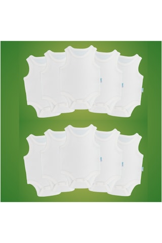 Novibaby 10'lu 24-36 Ay Bebek Atlet Body Zıbın Beyaz Çıtçıtlı 100% Pamuk Beyaz