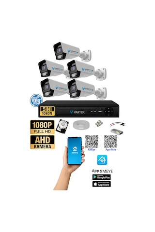 5 Kameralı Ahd Full Hd 9 Led 5mp Kamera Seti - 1tb Hdd Dahil Gece Renkli Görüş