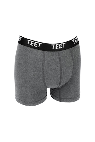Teet Premium Erkek Boxer10'Lu Set Pamuklu Düz Renk Tam Kalıp Siyah Gri 001