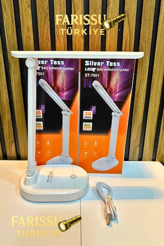 Silver Toss St-7901 30 Smd Led Şarj Edilebilir Ayarlanabilir Masa Lambası Beyaz