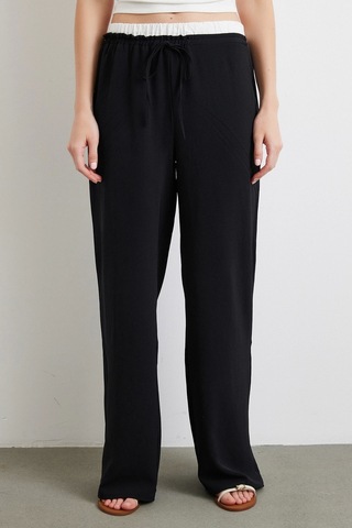 Never More Bel Bantlı Wide Leg Pantolon Siyah Siyah