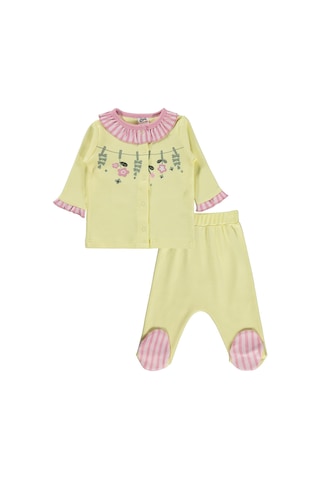 Civil Baby Fırfırlı Patikli 1-9 Ay Pijama Takımı - Sarı Açık Sarı