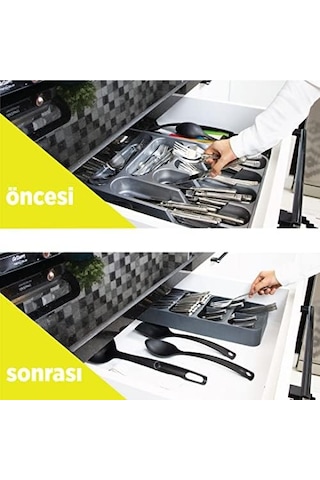 9 Bölmeli Çekmece Kaşık,çatal Düzenleyici, Kaşıklık Decobella Siyah