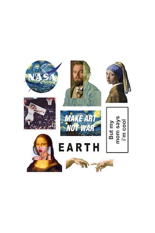 Art Sanat Temalı Laptop Notebook Tablet Sticker Seti 9 Adet