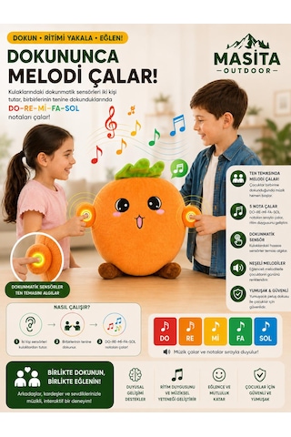 Masita Dokunmatik Ve Ritim Sensörlü İnteraktif Müzikli Peluş Oyuncak Karışık Modeller 1 Adet Turuncu