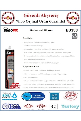 Eurofix Üniversal Silikon 280gr - Şeffaf