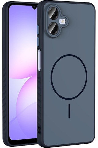 Samsung Uyumlu Galaxy A07 Kılıf M-safe Şarj Özellikli Zore Tea Kapak Lacivert